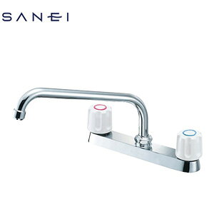 三栄水栓製作所 キッチン用蛇口 台 2ハンドル混合水栓 スパウト264mm 湯水芯203mm 一般地寒冷地共用 K611-W