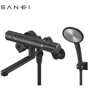 三栄水栓製作所 ●浴室用蛇口 壁 浴槽・洗い場兼用 サーモスタット付シャワーバス混合水栓 手元スイッチ スパウト170mm マットブラック 一般地 SK18CT5-MDP