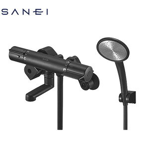 三栄水栓製作所 ●浴室用蛇口 壁 洗い場専用 サーモスタット付シャワーバス混合水栓 スパウト80mm マットブラック 一般地 SK18C-5-S-MDP