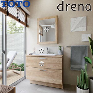 【送料無料】TOTO ●洗面化粧台セット ドレーナ 間口600mm 高さ1900mm 水栓:ハイネックスウィング 木枠1面鏡 照明なし LDSZB090BCGL828-set