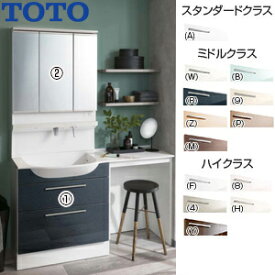 【3年あんしん保証付】【送料無料】TOTO ●洗面化粧台セット オクターブスリム 間口1350mm 高さ1900mm 2段引き出し タッチレスお掃除ラクラク水栓 自動きれい除菌水 F4 3面鏡 タッチレスワイドLED エコミラー 一般地 LDSFM135BF1AN1-set1