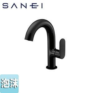 三栄水栓製作所 洗面用蛇口 MONOTON 台 シングルレバー混合水栓 泡沫 取付穴径:φ35〜39 スパウト137mm 漆黒 一般地 K4781NJV-DJP-13