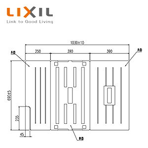 LIXIL ӂӂ g݂ӂ 3g 690mm×390mm(2) 690mm×250mm(1) AC{[ z[Cp  TB-110SKL(R)