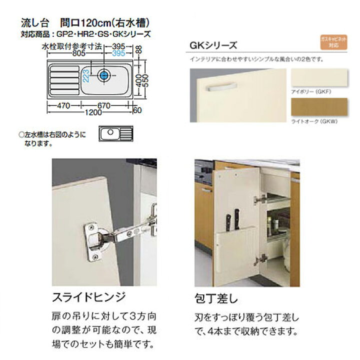 楽天市場】LIXIL 流し台(1段引出し) セクショナルキッチンGKシリーズ 