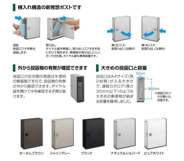 楽天市場】LIXIL エクスポスト アクシィ横型ポスト 横(左)入れ前  