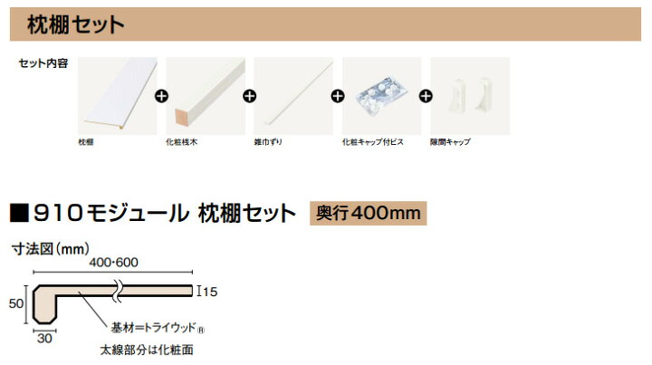楽天市場】ウッドワン 枕棚セット ホワイト柄 特殊樹脂シートタイプ 