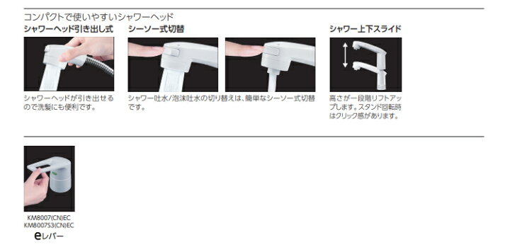 楽天市場】KVK シングル洗髪シャワー eレバー 洗面用 混合栓 