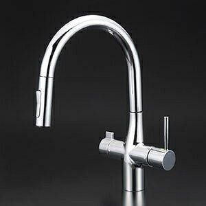 KVK ビルトイン浄水器用シングルシャワー付混合栓 浄水カートリッジセット付 eレバー めっき 一般地仕様 KM6081SCEC