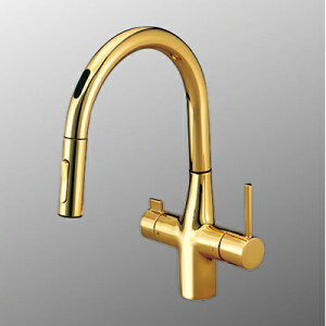 KVK ビルトイン浄水器用シングルシャワー付混合栓 センサー付 電池タイプ 浄水カートリッジセット付 eレバー 金めっき 一般地仕様 KM6091DSCECG