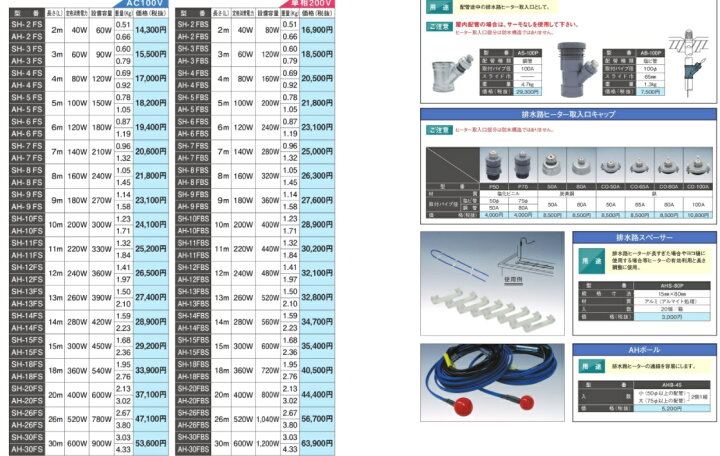 楽天市場】アサヒ特販 排水路ヒーター AH-30FS 30M AC100V【メーカー 