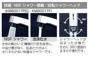 【送料無料】KVK KM8001TFEC 洗面用シングルレバー式シャワー付混合栓■eレバー水栓(レバー中央水吐水)■シャワー引出し式■ブレードホース・クイックファスナー式■寒冷地用は逆止弁なし
