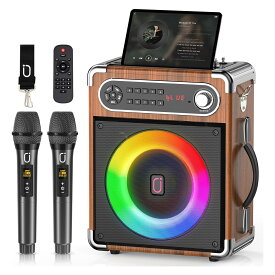 【15％OFFクーポンあり】JYX カラオケ スピーカーセット bluetooth 高音質 大音量 重低音 ワイヤレスマイク2本 拡声器 スピーカー リモコン付き テレビ 充電式 ポータブル youtube 音楽 iPhone Android ワイヤレス マイク イベント 司会 パーティー