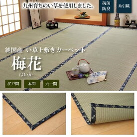 純国産 日本製 い草 ラグ イ草 カーペット 上敷き 梅花 本間8畳 約382×382cm ラグ カーペット 上敷 い草上敷き イ草 ござ 茣蓙 糸引織 ヒバエッセンス 九州 おしゃれ ギフト 送料無料