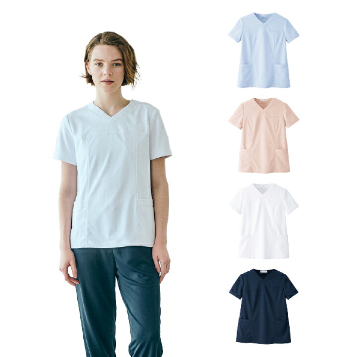楽天市場 スクラブ 白衣 ナース服 Jillstuart Medical 人気ナンバーワン じる ジルスチュアート かわいい 白衣 ナース服 半袖 女性 スクラブ上 ストレッチ ジャージ スクラブ トップス Js24 ホワイト サックス ピンク ネイビー 白 紺 透けない Clim Daikanyama