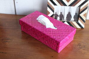 ティッシュボックス ティッシュケース 自然素材 天然素材 おしゃれ ティッシュケース バリ雑貨 アジアン雑貨 アジアンインテリア エステ サロン バリ島 リゾート ホテル パンダン ピンク