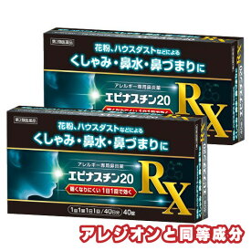 【第2類医薬品】エピナスチン20 RX 40錠 2個セット ※セルフメディケーション税制対象商品 花粉症 薬 鼻炎薬 アレルギー専用 アレルギー性鼻炎薬 ※アレジオン20と同成分 メール便送料無料 / エピナスチン 市販 アレジオン 同成分 ジェネリック 鼻炎薬