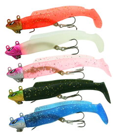 ジグヘッド ワームセット 14g 20g（ジグヘッド 5個入）（ワーム10個入）シーバス ヒラメ マゴチ 根魚 ルアーセット