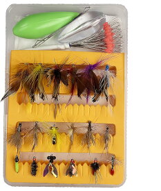 フライ セット 毛ばり 毛針 渓流 エリアトラウト 管理釣り場 対応 ニジマス ヤマメ 狙い 遠投 アクセサリー 収納 ケース 付き 釣り 入門 初心者 向け フィッシング 用品 管釣り トラウト 釣行 Blue Ocean