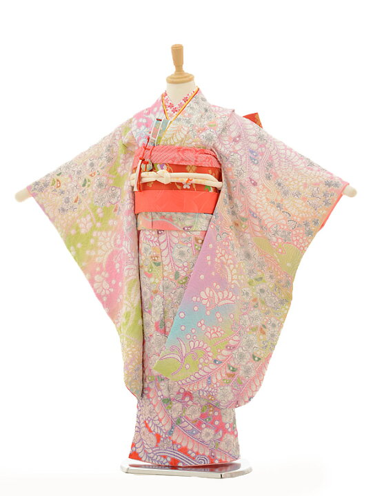 新品未使用 正絹 総絞り 被布 七五三 3歳 セット 辻が花 蝶 （楽天 