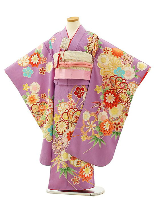 七歳お祝い着☆鞠と枝垂れ桜が豪華☆フルセット （七五三の着物 