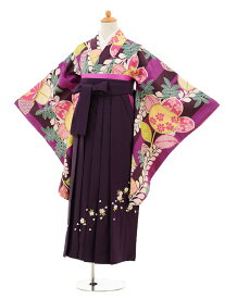 【レンタル】〔小学校 卒業式〕〔卒業式袴セット 小学生〕〔袴セット〕ジュニア袴女児9149 紫地橘×パープル袴【往復送料無料】【☆新品足袋プレゼント☆】【小学生 卒業式 袴 女の子】(10P03Dec16)