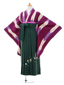 【レンタル】〔袴レンタル 小学校卒業式〕〔卒業式袴セット 小学生〕〔小学校 卒業式〕〔袴セット〕ジュニア袴女児9312 紫矢絣×グリーン袴【往復送料無料】【☆新品足袋プレゼント☆】【小学生 卒業式 袴 女の子】(10P03Dec16)