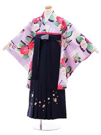 卒業式袴セット 小学生 ジュニア袴 レンタル 小学生 卒業式袴レンタル 女の子 9832 パープル椿×紺袴 袴レンタル 卒業式 袴セット 卒業袴 小学校の卒業式 十三参り 女児 12歳 12才 ジュニア 新品足袋プレゼント 往復送料無料【レンタル】