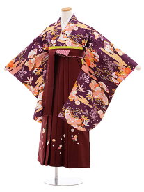 卒業式袴セット 小学生 ジュニア袴 レンタル 小学生 卒業式袴レンタル 女の子 9839紫×エンジ袴 袴レンタル 卒業式 袴セット 卒業袴 小学校の卒業式 十三参り 女児 12歳 12才 ジュニア 新品足袋プレゼント 往復送料無料【レンタル】