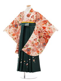 卒業式袴セット 小学生 ジュニア袴 レンタル 小学生 卒業式袴レンタル 女の子 9882クリーム色松竹梅ぼたん×グリーン袴 袴レンタル 卒業式 袴セット 卒業袴 小学校の卒業式 十三参り 女児 12歳 12才 ジュニア 新品足袋プレゼント 往復送料無料【レンタル】
