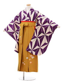 卒業式袴セット 小学生 ジュニア袴 レンタル 小学生 小学生卒業式袴レンタル(女の子) Z042パープル麻の葉×からし色袴袴レンタル 卒業式 袴セット 卒業袴 小学校の卒業式 十三参り 女児 12歳 12才 ジュニア 新品足袋プレゼント 往復送料無料【レンタル】