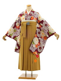 卒業式 袴セット 小学生 ジュニア袴 レンタル 小学生 小学生卒業式袴女児 Z189 夢千代パープル菊×からし袴 袴レンタル 卒業式 袴セット 卒業袴 小学校の卒業式 十三参り 女児 12歳 12才 ジュニア 新品足袋プレゼント 往復送料無料【レンタル】