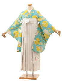 卒業式袴セット 小学生 ジュニア袴 レンタル 小学生 卒業式袴レンタル 女の子 Z414　紅一点 エメラルドアネモネ×アイボリー 袴レンタル 卒業式 袴セット 卒業袴 小学校の卒業式 十三参り 女児 12歳 12才 ジュニア 新品足袋プレゼント 往復送料無料【レンタル】