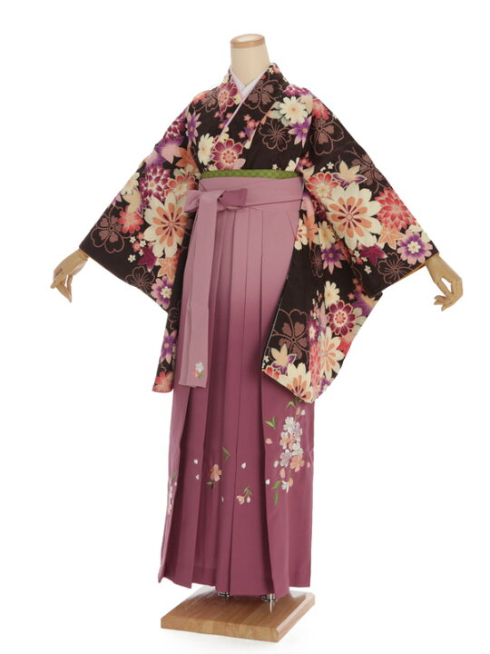 楽天市場 卒業式 袴 レンタル 女 女性 レンタル 卒業袴レンタル H312 濃茶 花柄 X ピンク袴 卒業式袴セット 着物 レンタル 二尺袖 着物 袴 フルセット 女性 大人 大学生 専門学生 卒業式 謝恩会 新品足袋プレゼント 往復送料無料 レンタル 京都かしいしょう