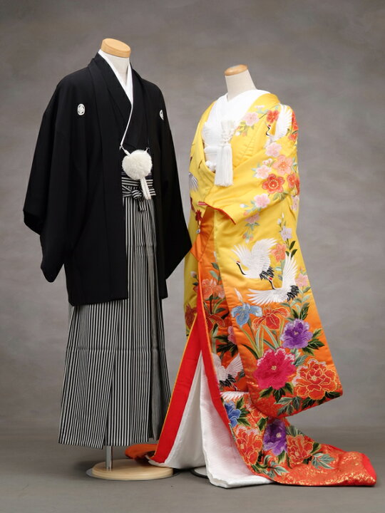 楽天市場】色打掛 着物 神社婚 和装 花嫁衣裳 1AI0985 竹峰刺繍黄色地 色打掛金色の花柄着物