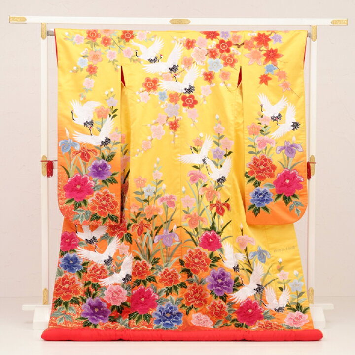 楽天市場】色打掛 着物 神社婚 和装 花嫁衣裳 1AI0985 竹峰刺繍黄色地 