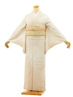 訪問着レンタルtc901 ベージュ裾ピンク乱菊(化繊) 新品足袋プレゼント 訪問着 レンタル　入学式 結婚式 …