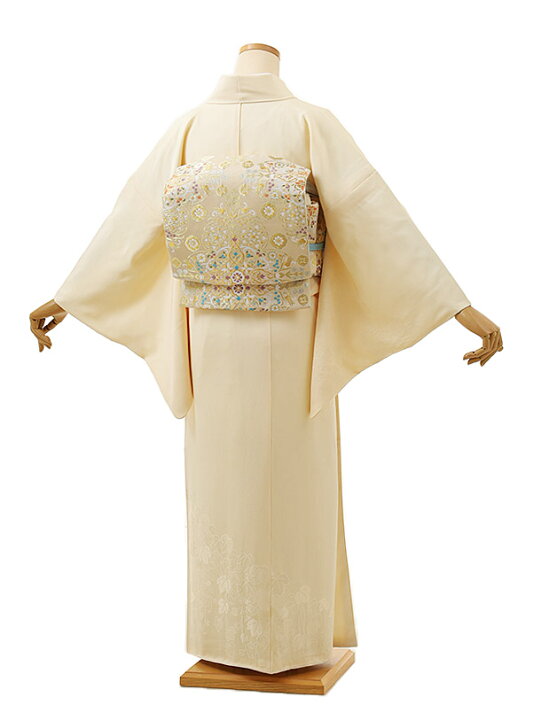 楽天市場】訪問着レンタル 無地訪問着 t984 クリーム色葡萄 正絹 新品 