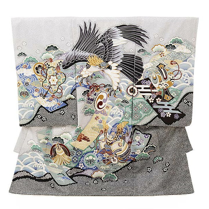 楽天市場 お宮参り 産着 レンタル 男の子 1625 薄グレー裾黒 疋田柄鷹 着物 産着 男児産着レンタル 着物 レンタル 記念撮影 赤ちゃん 着物 祝着レンタル お宮参り 宮参り 祝着 産着 初着 産着 男の子 ベビー服 初着セット 往復送料無料 レンタル 京都かしいしょう