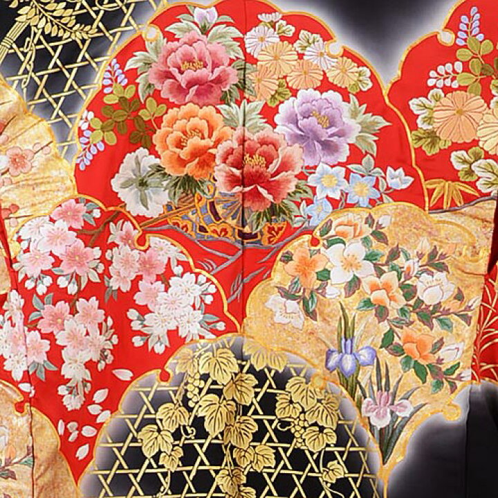 楽天市場】色打掛 レンタル 254 黒赤 刺繍 四季花 結婚式 和婚  