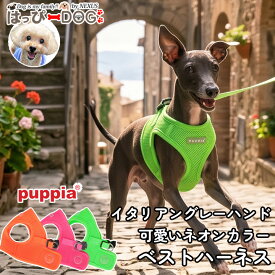 イタグレ ハーネス 犬 PUPPIA パピア ネオン ソフトベストハーネス 犬 用ハーネスイタリアングレーハウンド 小型犬 胴輪 メッシュ ベスト型 軽量 おしゃれ かわいい 春 夏 散歩 【春 夏 春夏 春服 夏服 春物 夏物 春服】