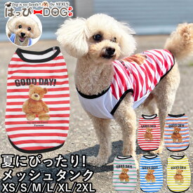 犬 夏服 メッシュ タンクトップ 服 ボーダー くまプリント 小型犬 中型犬 伸縮性 カラフル ペットウェア ドッグウェア クマ 可愛い おしゃれ 【春 夏 春夏 春服 夏服 春物 夏物 春服】