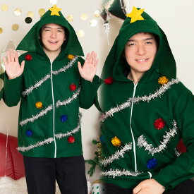 !!最安値挑戦中!!【クリスマスツリー コスプレ パーカー メンズ】 ツリーパーカー [サンタ コスプレ クリスマスツリー 衣装 男性用 コスチューム クリスマス 衣装 イベント サンタ 仮装 メンズ]【_888680】