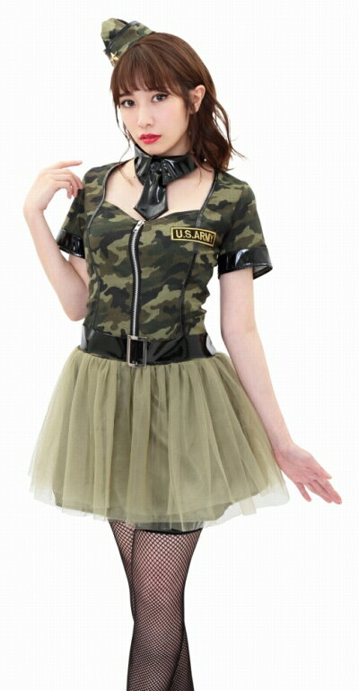 楽天市場 ハロウィン コスプレ アーミー クールアーミーガール アーミー コスプレ 軍服 戦闘服 戦争 軍隊 コスチューム 衣装 ハロウィン 女性 衣装 仮装 レディース 0394 はぴキャラ