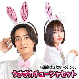 【1点までメール便も可能】うさぎカチューシャセット　　[ウサギ カチューシャ ヘアアクセサリー うさ耳 コスプレ かわいい ラビット 仮装 干支 年賀状 撮影 イースター アニマル ハロウィン イベント]【B-3350_901181】