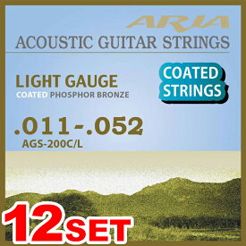 Ariapro II AGS-200C/L Light (11-52) 《アコースティックギター弦/コーティング弦》【12セット】【送料無料】