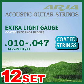 Ariapro II AGS-200C/XL Extra Light (10-47) 《アコースティックギター弦/コーティング弦》【12セット】【送料無料】