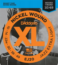 D'Addario EJ20 Nickel Wound, JazzExtra Light, 10-49 《エレキギター弦》 ダダリオ 【ネコポス】