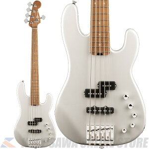 Charvel Pro-Mod San Dimas Bass PJ V, Caramelized Maple, Platinum Pearl