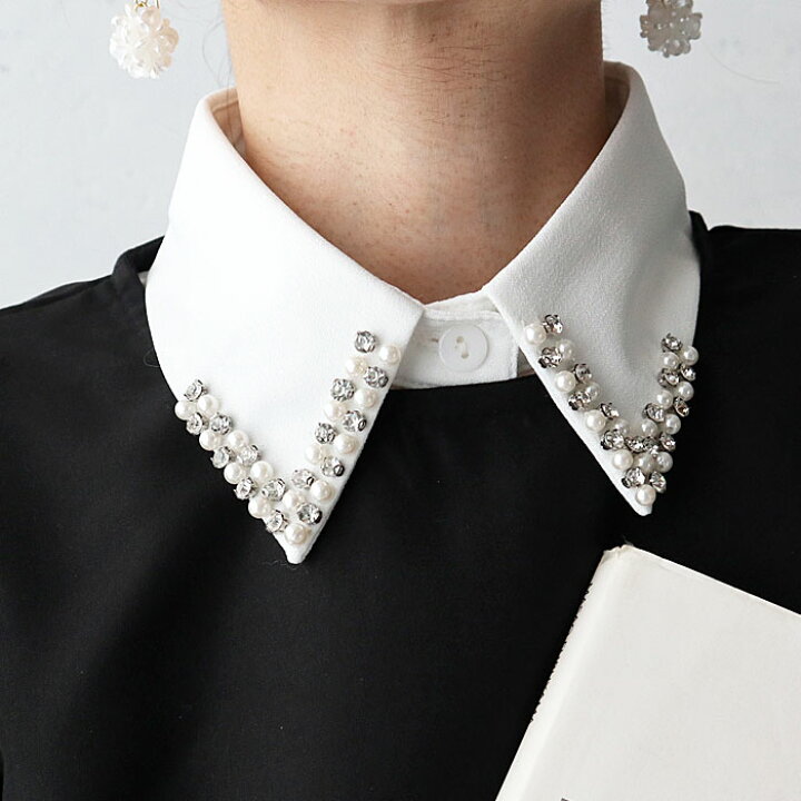楽天市場】【6月上旬】パールビジュー付け襟/パール/ビーズ/ストーン  