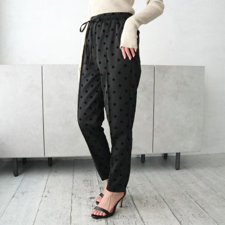 楽天市場】セットアップOK フロッキードットテーパードパンツ ドット  